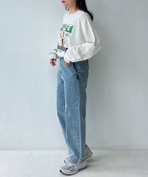 AS KNOW AS plus（アズノゥアズプラス）の「◇サガラ刺繍 ドッグプリントロンT（Tシャツ/カットソー・レディース・ネイビー/オフホワイト/オートミール/スミクロ・FREE）」の10枚目の写真