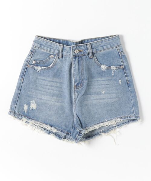 Bloom Closet(ブルームクローゼット)の「カットオフGLAMデニムショーツ(デニムパンツ・レディース・ライトブルー・MEDIUM/SMALL)」の1枚目の写真