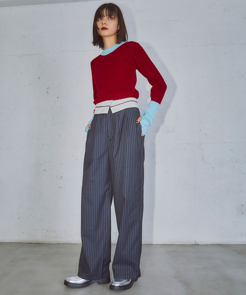 ELLEgirl(エルガール)の「マーベルトデザインワイドパンツ【ELLEgirl/エル ガール】(その他パンツ・レディース・グレー/ネイビー・S/M)」の14枚目の写真