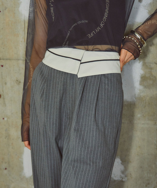 ELLEgirl(エルガール)の「マーベルトデザインワイドパンツ【ELLEgirl/エル ガール】(その他パンツ・レディース・グレー/ネイビー・S/M)」の4枚目の写真