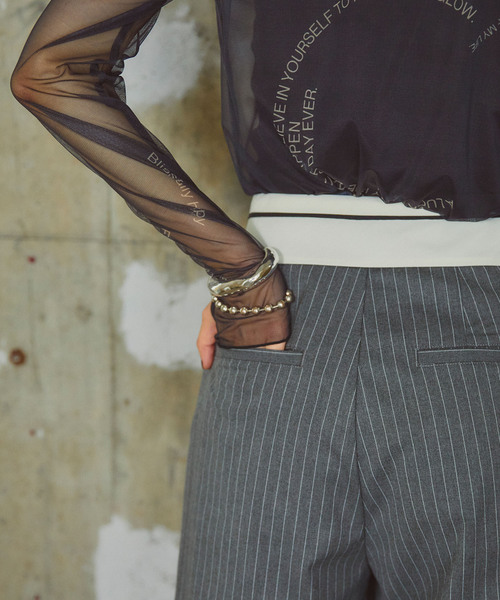 ELLEgirl(エルガール)の「マーベルトデザインワイドパンツ【ELLEgirl/エル ガール】(その他パンツ・レディース・グレー/ネイビー・S/M)」の6枚目の写真