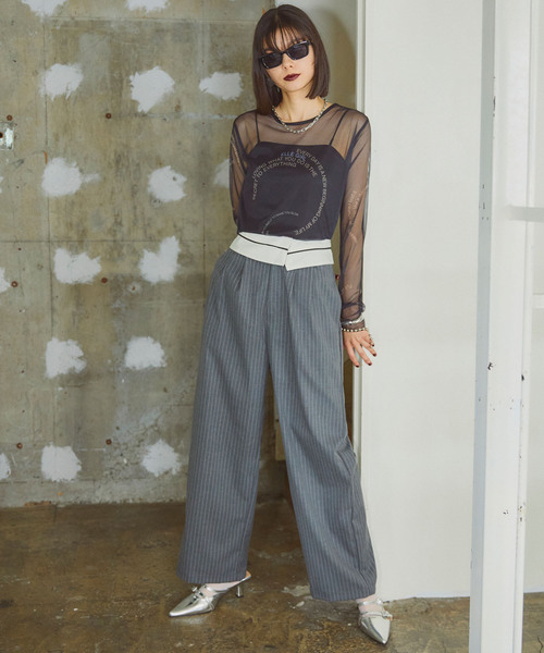 ELLEgirl(エルガール)の「マーベルトデザインワイドパンツ【ELLEgirl/エル ガール】(その他パンツ・レディース・グレー/ネイビー・S/M)」の8枚目の写真