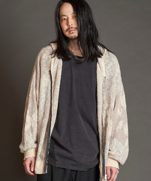 NO ID.(ノーアイディ)の「【NO ID.】Abstract JQ Knit Zip Parka / アブストラクト JQ ニット ジップ パーカ(パーカー・メンズ・ブラック/イエロー/アイボリー・ONE SIZE)」の2枚目の写真