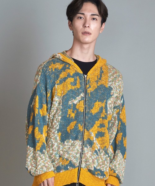NO ID.(ノーアイディ)の「【NO ID.】Abstract JQ Knit Zip Parka / アブストラクト JQ ニット ジップ パーカ(パーカー・メンズ・ブラック/イエロー/アイボリー・ONE SIZE)」の15枚目の写真