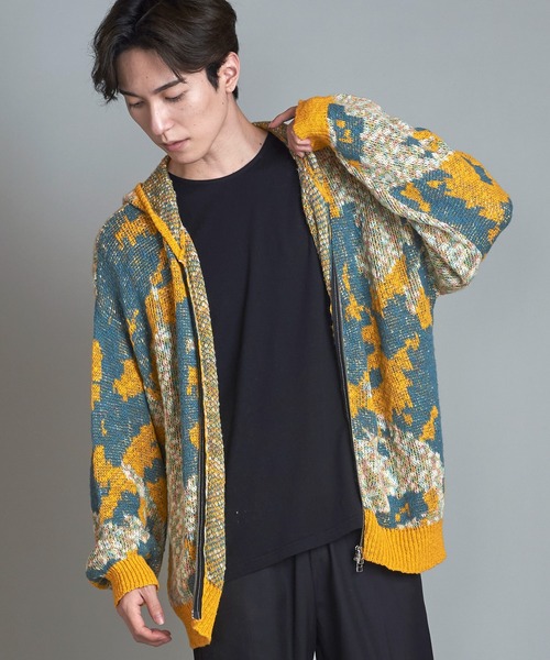 NO ID.(ノーアイディ)の「【NO ID.】Abstract JQ Knit Zip Parka / アブストラクト JQ ニット ジップ パーカ(パーカー・メンズ・ブラック/イエロー/アイボリー・ONE SIZE)」の18枚目の写真