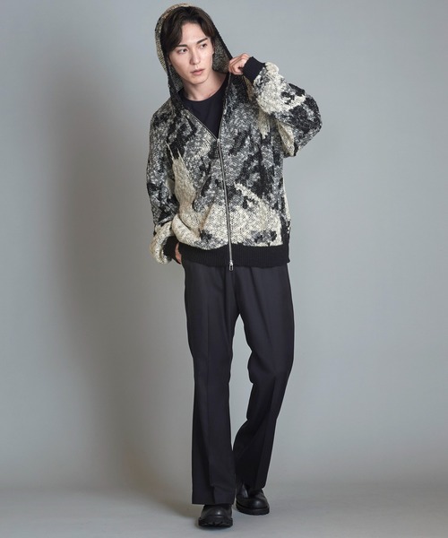 NO ID.(ノーアイディ)の「【NO ID.】Abstract JQ Knit Zip Parka / アブストラクト JQ ニット ジップ パーカ(パーカー・メンズ・ブラック/イエロー/アイボリー・ONE SIZE)」の6枚目の写真