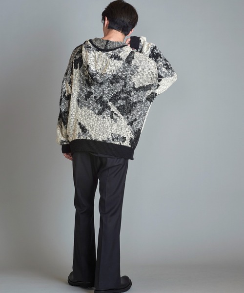 NO ID.(ノーアイディ)の「【NO ID.】Abstract JQ Knit Zip Parka / アブストラクト JQ ニット ジップ パーカ(パーカー・メンズ・ブラック/イエロー/アイボリー・ONE SIZE)」の8枚目の写真