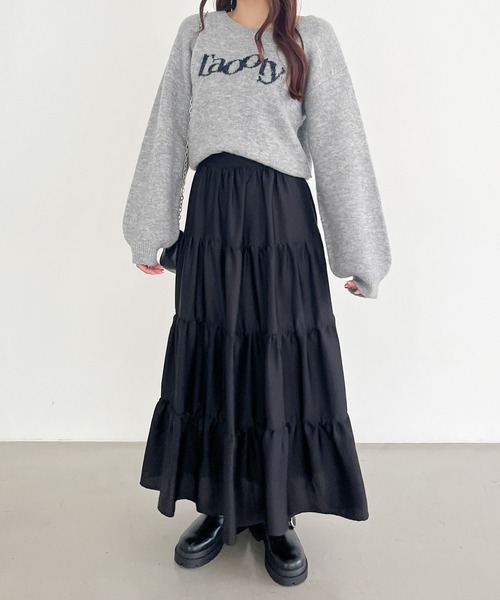 Heather（ヘザー）の「サテンティアードロングスカート 151005