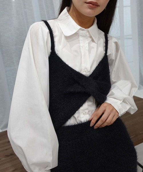 CORNERS（コーナーズ）の「ショートフェザーツイストビスチェ【セットアップ可能】（キャミソール・レディース・グレー/ブラック/ベージュ/アイボリー・M）」の3枚目の写真