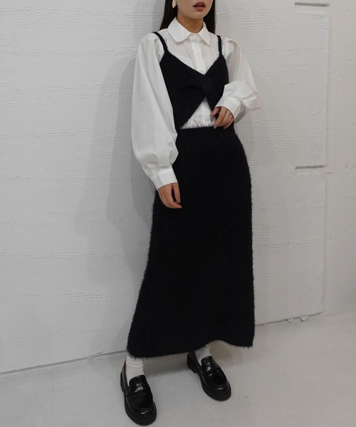 CORNERS（コーナーズ）の「ショートフェザーツイストビスチェ【セットアップ可能】（キャミソール・レディース・グレー/ブラック/ベージュ/アイボリー・M）」の6枚目の写真