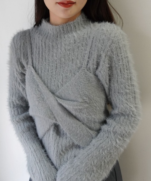 CORNERS（コーナーズ）の「ショートフェザーツイストビスチェ【セットアップ可能】（キャミソール・レディース・グレー/ブラック/ベージュ/アイボリー・M）」の17枚目の写真