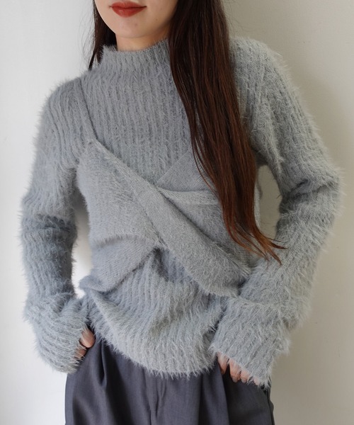 CORNERS（コーナーズ）の「ショートフェザーツイストビスチェ【セットアップ可能】（キャミソール・レディース・グレー/ブラック/ベージュ/アイボリー・M）」の18枚目の写真