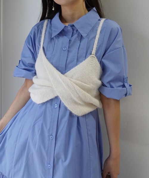 CORNERS（コーナーズ）の「ショートフェザーツイストビスチェ【セットアップ可能】（キャミソール・レディース・グレー/ブラック/ベージュ/アイボリー・M）」の13枚目の写真