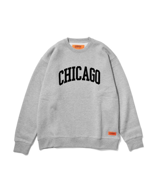 UNIVERSAL CHEMISTRY(ユニバーサルケミストリー)の「UNIVERSAL OVERALL SWEAT SHIRT_CHICAGO FLOCKY PRINT(スウェット・メンズ・杢グレー/ホワイト・MEDIUM/LARGE)」の11枚目の写真