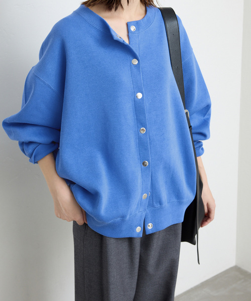 SLOBE IENA(スローブイエナ)の「ダブルフェイスジャージースナップカーディガン(カーディガン/ボレロ・レディース・ブルー/ブラック/カーキ・FREE)」の3枚目の写真