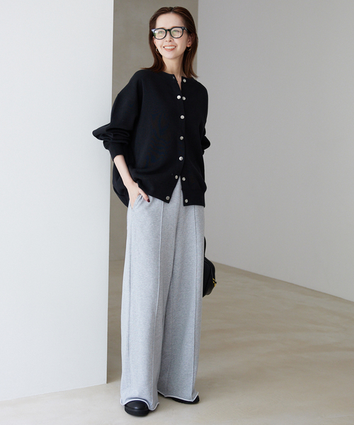 SLOBE IENA(スローブイエナ)の「ダブルフェイスジャージースナップカーディガン(カーディガン/ボレロ・レディース・ブルー/ブラック/カーキ・FREE)」の4枚目の写真