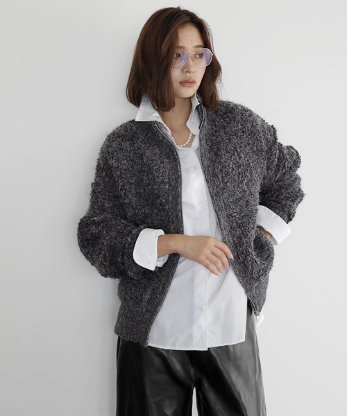 セール】ループ編みニットジップブルゾン（ブルゾン）｜ELFRANK（エル