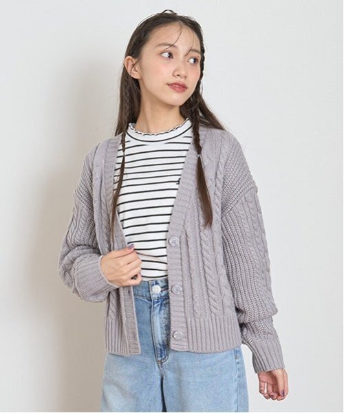 セール】【洗える】ケーブルニットカーディガン（カーディガン/ボレロ