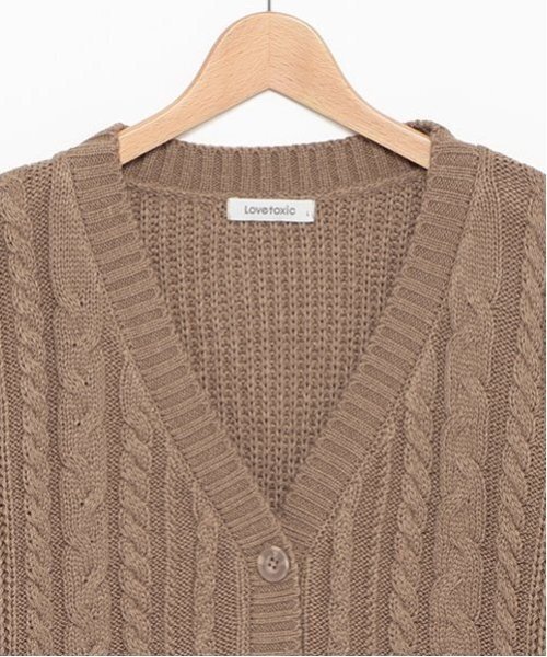 ケーブルニットカーディガン HARVESTY｜手編みケーブルニット カーディガン CABLE KNIT