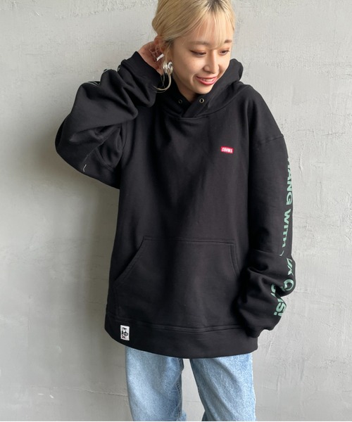 CHUMS（チャムス）の「【WEB限定】[CHUMS/チャムス] HWYC 袖プリント オーバーサイズスウェットパーカー（パーカー・レディース・グレー/ブラック・M/L）」の14枚目の写真