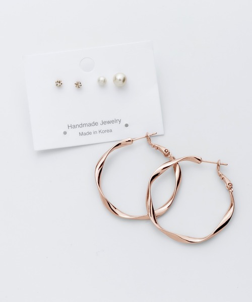ciite'(シーテ)の「ねじりピアス × パールピアス 3ピアスセット (両耳用)(ピアス(両耳用)・レディース・ゴールド/シルバー・FREE)」の10枚目の写真