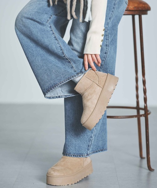 INGNI（イング）の「厚底ムートンブーツ（ブーツ・レディース・ベージュ/ブラック・S/M/L/LL）」の20枚目の写真