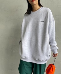 [THOUSAND MILE/サウザンドマイル] ワンポイントロゴ刺繍 クルーネックスウェット