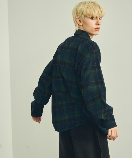 Shoowtime（ショウタイム）の「Regular color flannel check shirt / レギュラーカラーフランネルチェックシャツ（シャツ/ブラウス・メンズ・ネイビー/グリーン系・LARGE/MEDIUM/X-LARGE）」の8枚目の写真