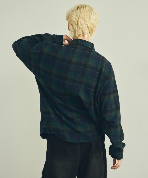 Shoowtime（ショウタイム）の「Regular color flannel check shirt / レギュラーカラーフランネルチェックシャツ（シャツ/ブラウス・メンズ・ネイビー/グリーン系・LARGE/MEDIUM/X-LARGE）」の9枚目の写真