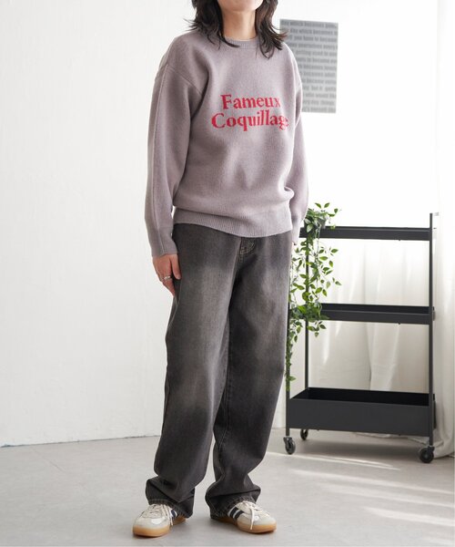 VENCEEXCHANGE（ヴァンスエクスチェンジ）の「Fameuxロゴジャガードニット（ニット/セーター・レディース・ベージュ/ブラック/ライトグレー/オフホワイト/グレー・FREE）」の17枚目の写真