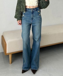 【WEB限定00サイズ】ストレッチフレアデニムパンツ