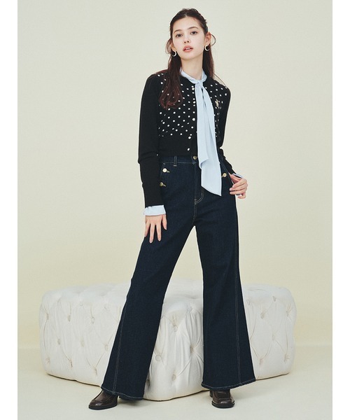 LILY BROWN(リリーブラウン)の「【WEB限定00サイズ】ストレッチフレアデニムパンツ(デニムパンツ・レディース・ブルー/ベージュ/インディゴブルー・0/1)」の6枚目の写真