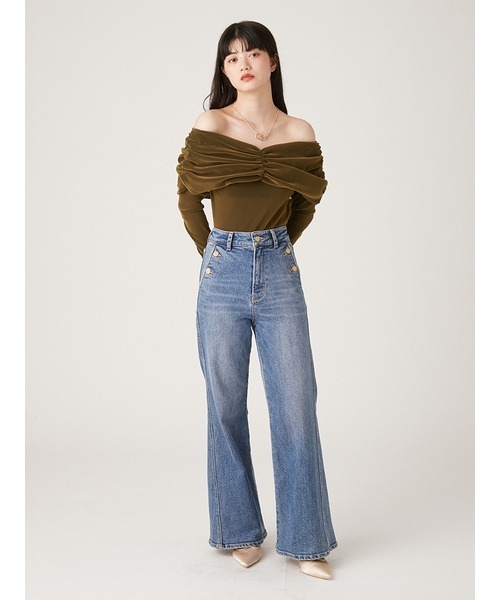 LILY BROWN(リリーブラウン)の「【WEB限定00サイズ】ストレッチフレアデニムパンツ(デニムパンツ・レディース・ブルー/ベージュ/インディゴブルー・0/1)」の8枚目の写真