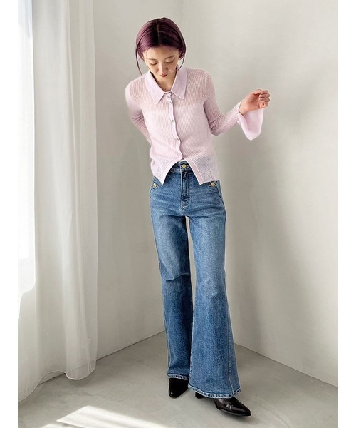 LILY BROWN(リリーブラウン)の「【WEB限定00サイズ】ストレッチフレアデニムパンツ(デニムパンツ・レディース・ブルー/ベージュ/インディゴブルー・0/1)」の11枚目の写真
