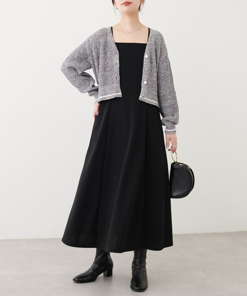 natural couture(ナチュラルクチュール)の「ライン入りVネックリブニットカーディガン(カーディガン/ボレロ・レディース・アイボリー/サックスブルー/グレー系その他/ベージュ・FREE)」の13枚目の写真