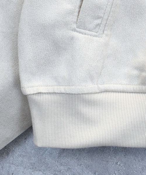 Ritzy(リッツィー)の「faux suede track jacket/スウェードタッチ ワンポイント刺繍 袖ライン トラックジャケット レディース メンズ(ジャージ・メンズ・グレイッシュベージュ/ブラック/サックスブルー/チャコールグレー/オフホワイト・XL/L/M)」の15枚目の写真