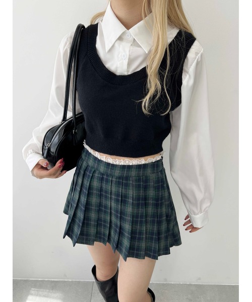 ブラウス シャツ 尾州クラシックチェックショートベスト レディース 尾州クラシックチェックショートベスト|LANVIN en Bleu | LANVIN