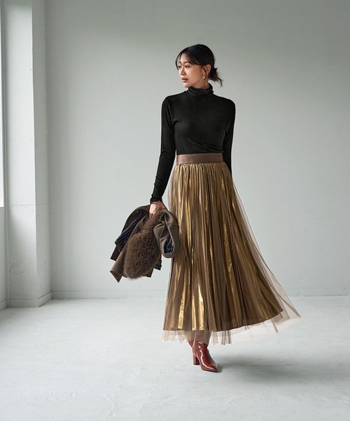 STYLE DELI(スタイルデリ)の「とろみ薄リブルーズタートルトップス(その他トップス・レディース・ホワイト/オレンジ/ブラック/グレー/チャコールグレー/ブルー・FREE)」の15枚目の写真