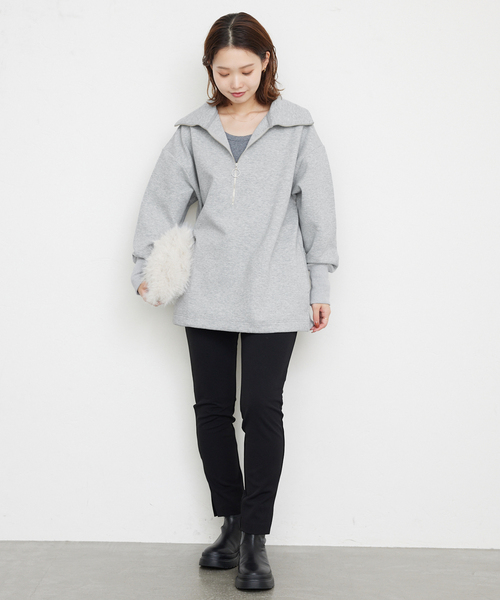 SLOBE IENA（スローブイエナ）の「ダンボールニットハーフジッププルオーバー（スウェット・レディース・イエロー/グレー・FREE）」の4枚目の写真