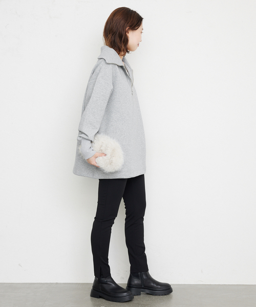 SLOBE IENA（スローブイエナ）の「ダンボールニットハーフジッププルオーバー（スウェット・レディース・イエロー/グレー・FREE）」の5枚目の写真