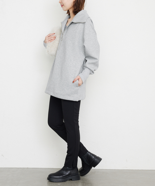 SLOBE IENA（スローブイエナ）の「ダンボールニットハーフジッププルオーバー（スウェット・レディース・イエロー/グレー・FREE）」の6枚目の写真