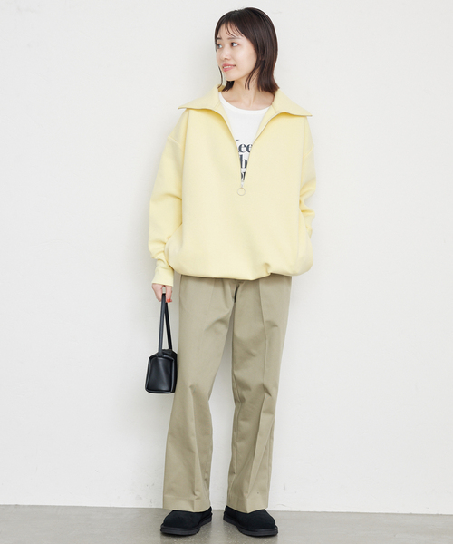 SLOBE IENA（スローブイエナ）の「ダンボールニットハーフジッププルオーバー（スウェット・レディース・イエロー/グレー・FREE）」の14枚目の写真