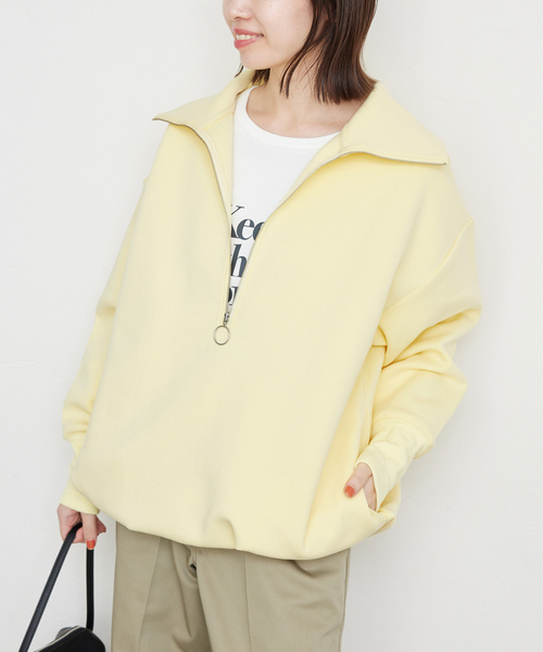 SLOBE IENA（スローブイエナ）の「ダンボールニットハーフジッププルオーバー（スウェット・レディース・イエロー/グレー・FREE）」の18枚目の写真