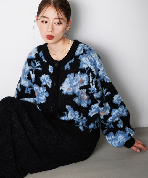 LAKOLE（ラコレ）の「花柄起毛カーディガン / 144443（カーディガン