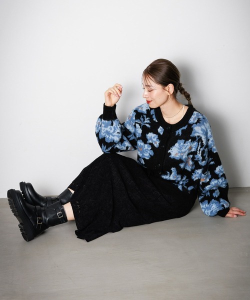 LAKOLE（ラコレ）の「花柄起毛カーディガン / 144443（カーディガン