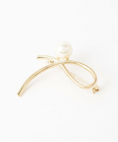 green label relaxing（グリーンレーベルリラクシング）の「メタルライン&フェイクパール ブローチ（ブローチ/コサージュ・レディース・ゴールド/シルバー・FREE）」の5枚目の写真