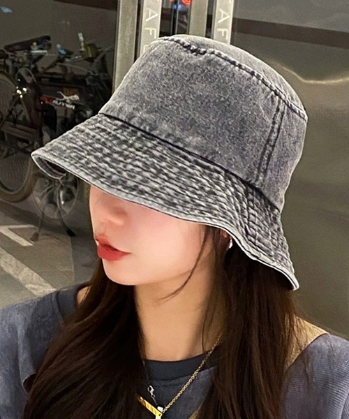 RILY デニムバケハ デニム風つば広バケットハット（ハット）｜Dewlily（デュー