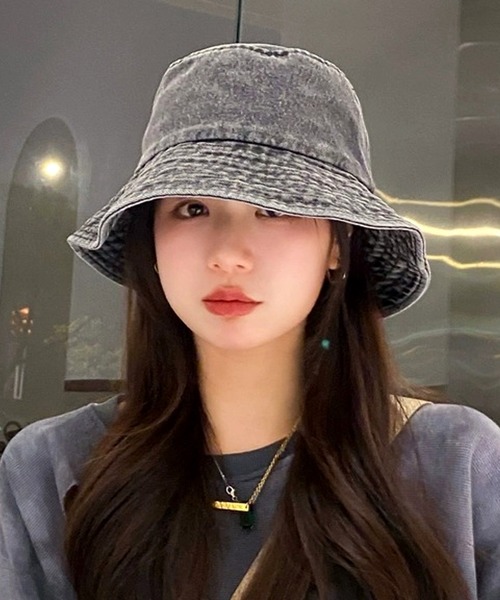 デニム風つば広バケットハット（ハット）｜Dewlily（デュー