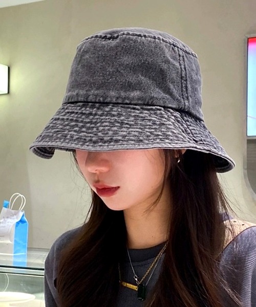 デニム風つば広バケットハット（ハット）｜Dewlily（デュー