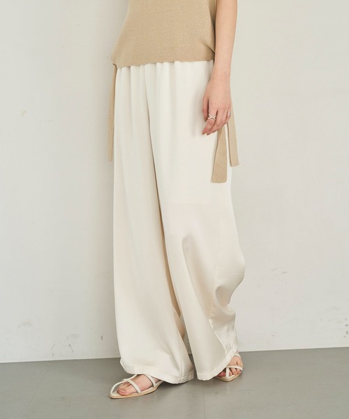 完売品✨ベイジ　beige. ジネット　GINETTE サテンストレートパンツ 綿麻パンツ ストレートパンツ レディース[品番：AGCW0002234